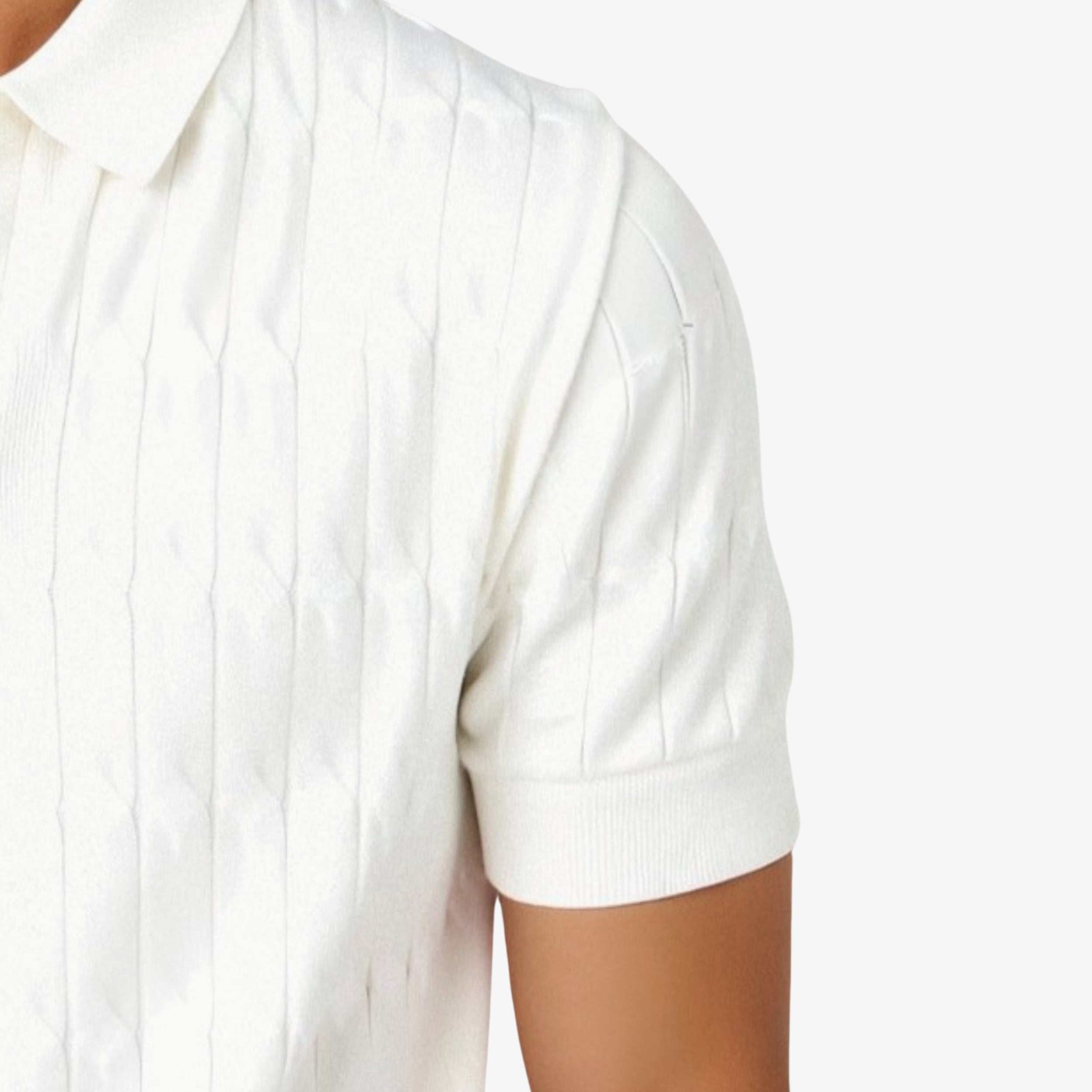 Premium V-Neck Cable Knit Polo