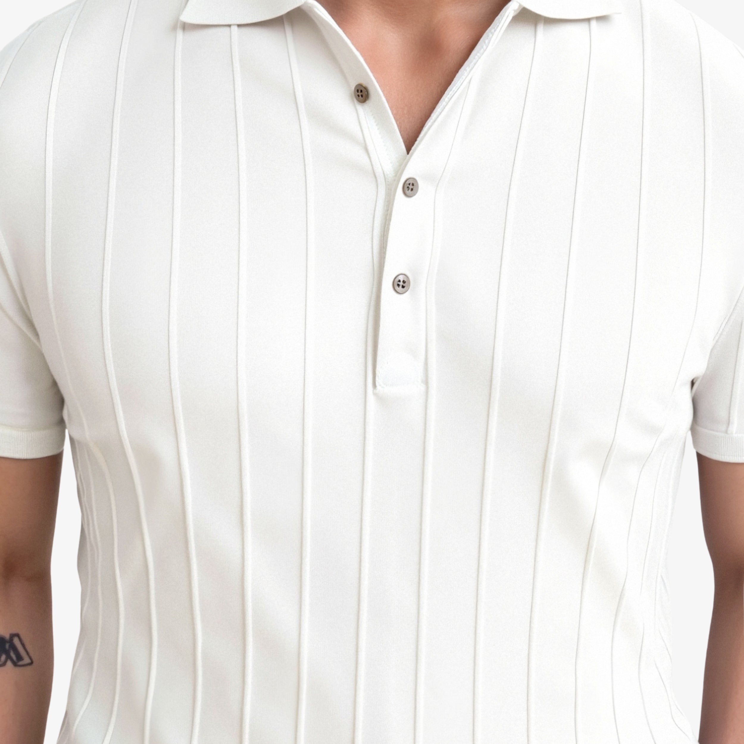Vertical Striped Button Up Polo