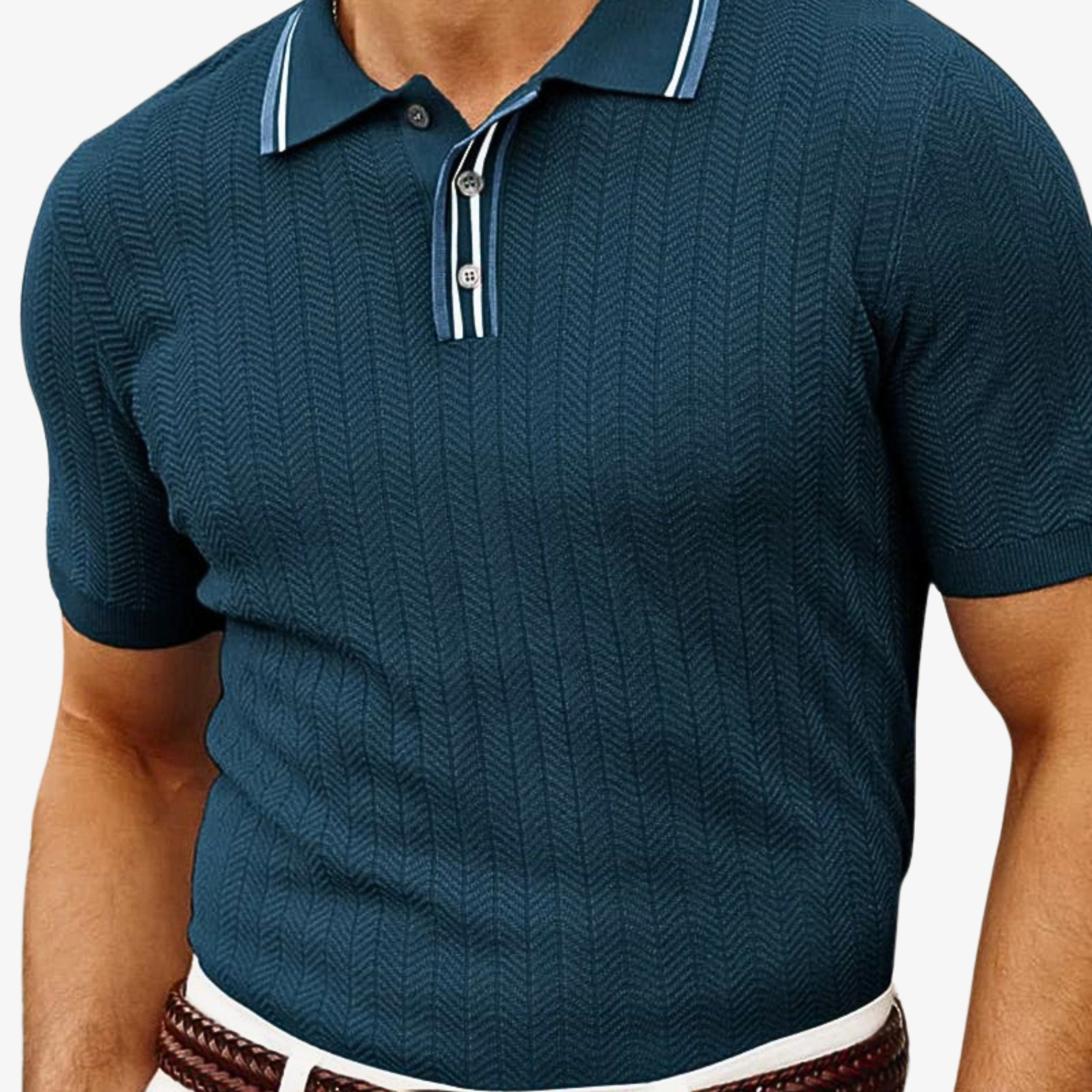 Striped Collar Knit Polo