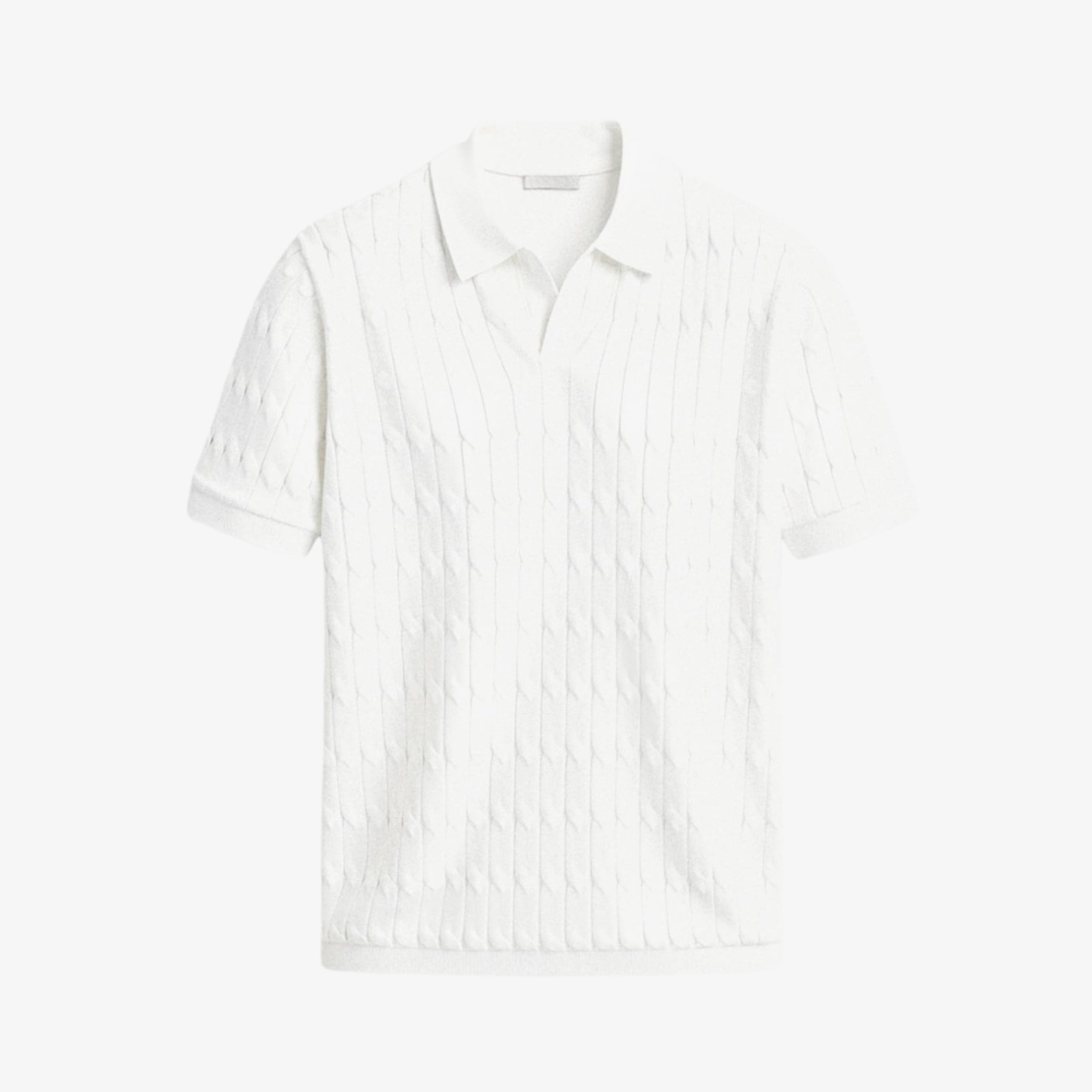 Premium V-Neck Cable Knit Polo
