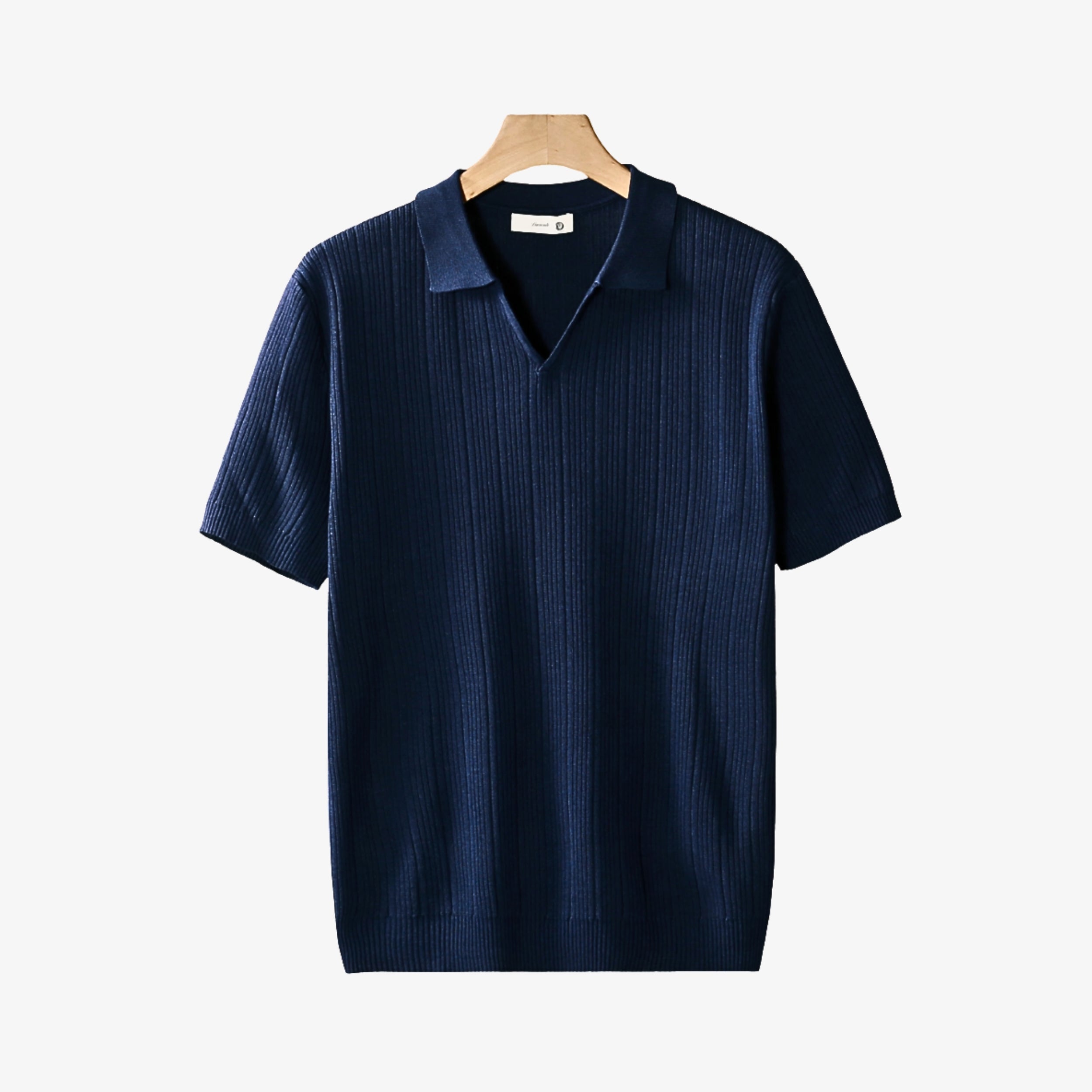 Open Collar Ribbed Polo