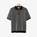 Geometric Textured Zipper Polo