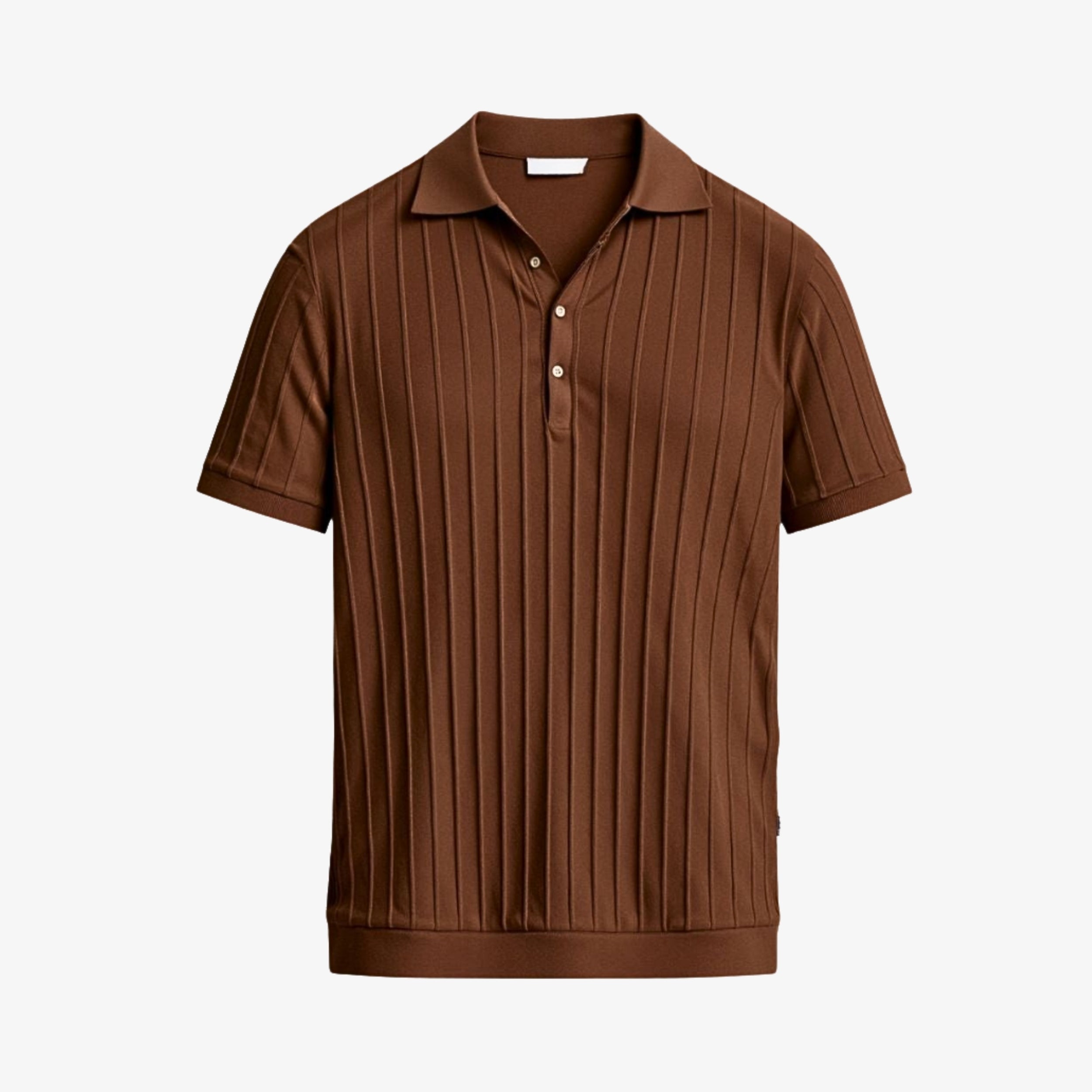 Vertical Striped Button Up Polo