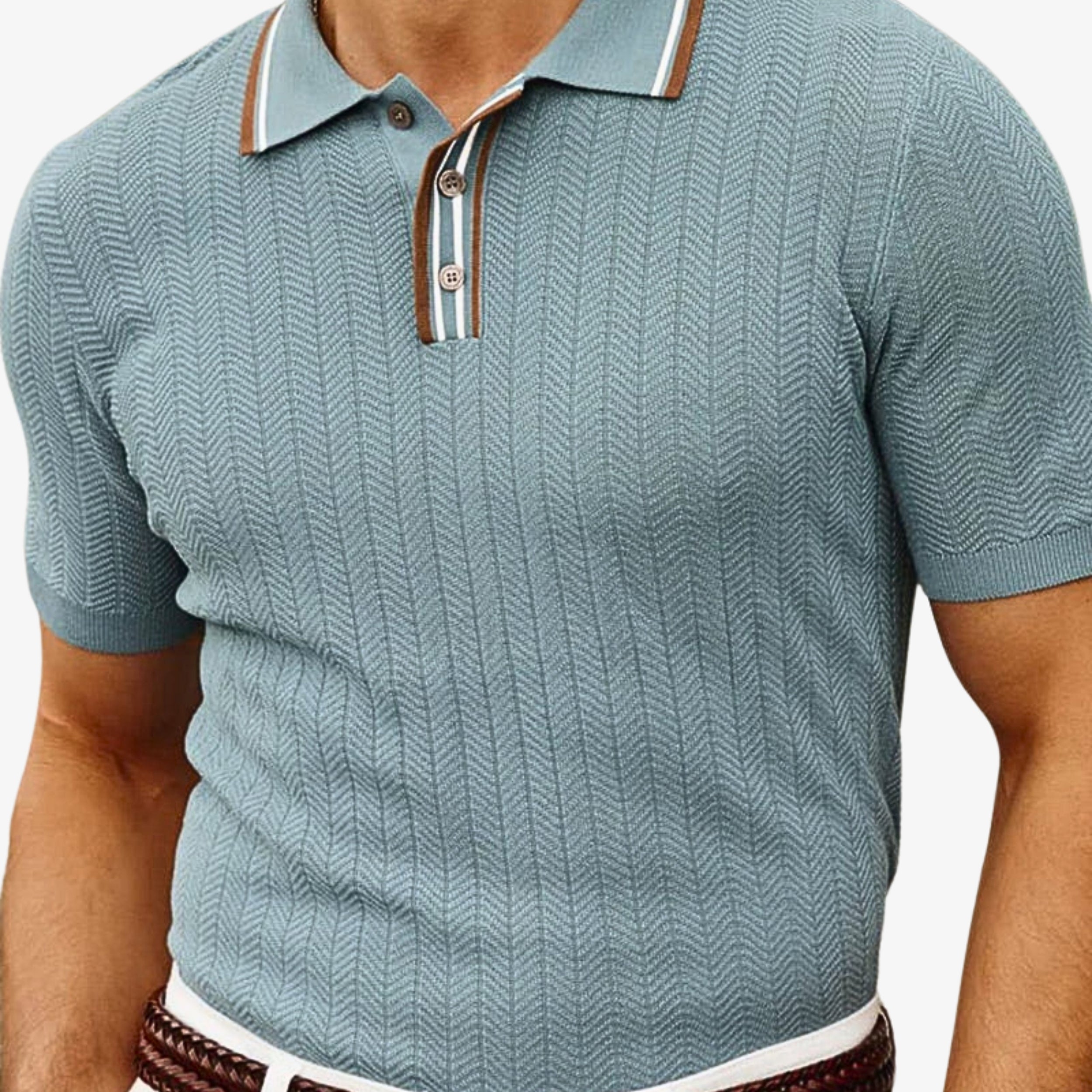 Striped Collar Knit Polo