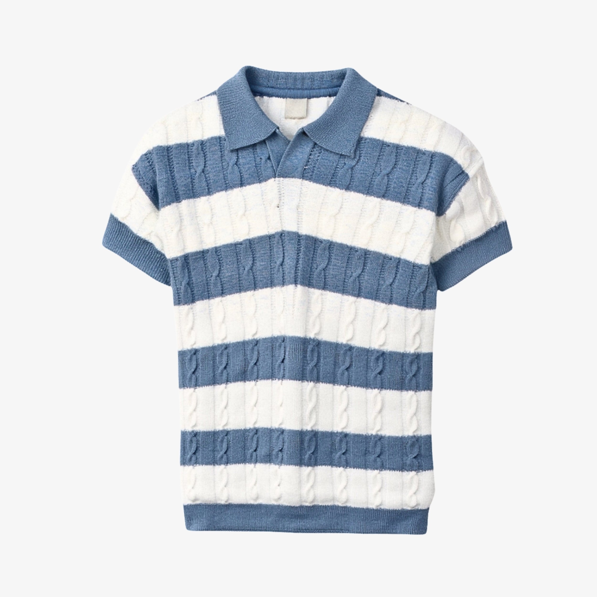 Stripe Cable Knit Polo