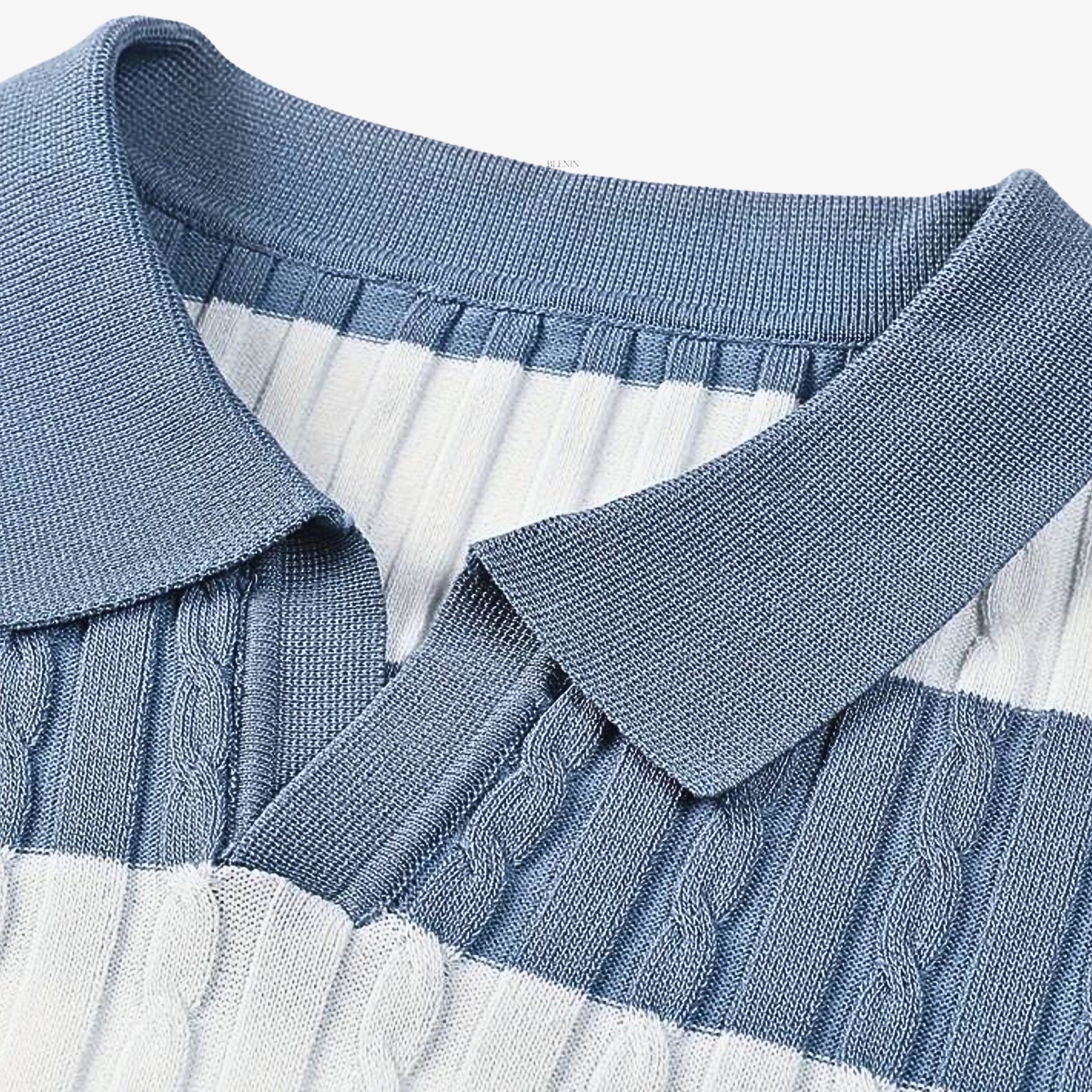 Stripe Cable Knit Polo