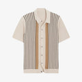 Vertical Stripe Button-Up Polo