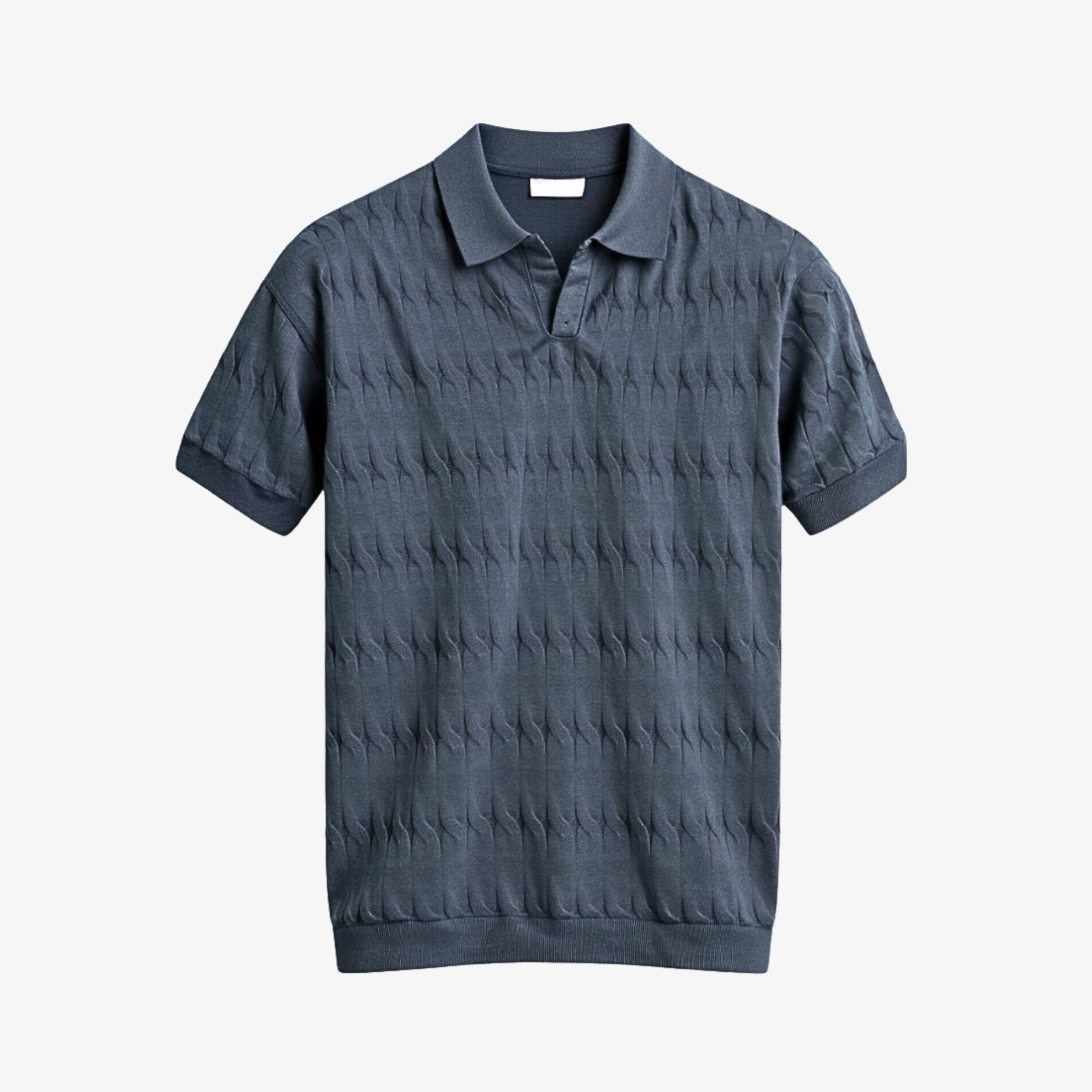 Premium V-Neck Cable Knit Polo