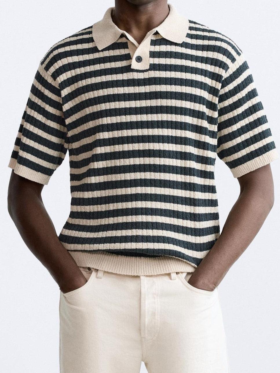 Monochrome Striped Polo