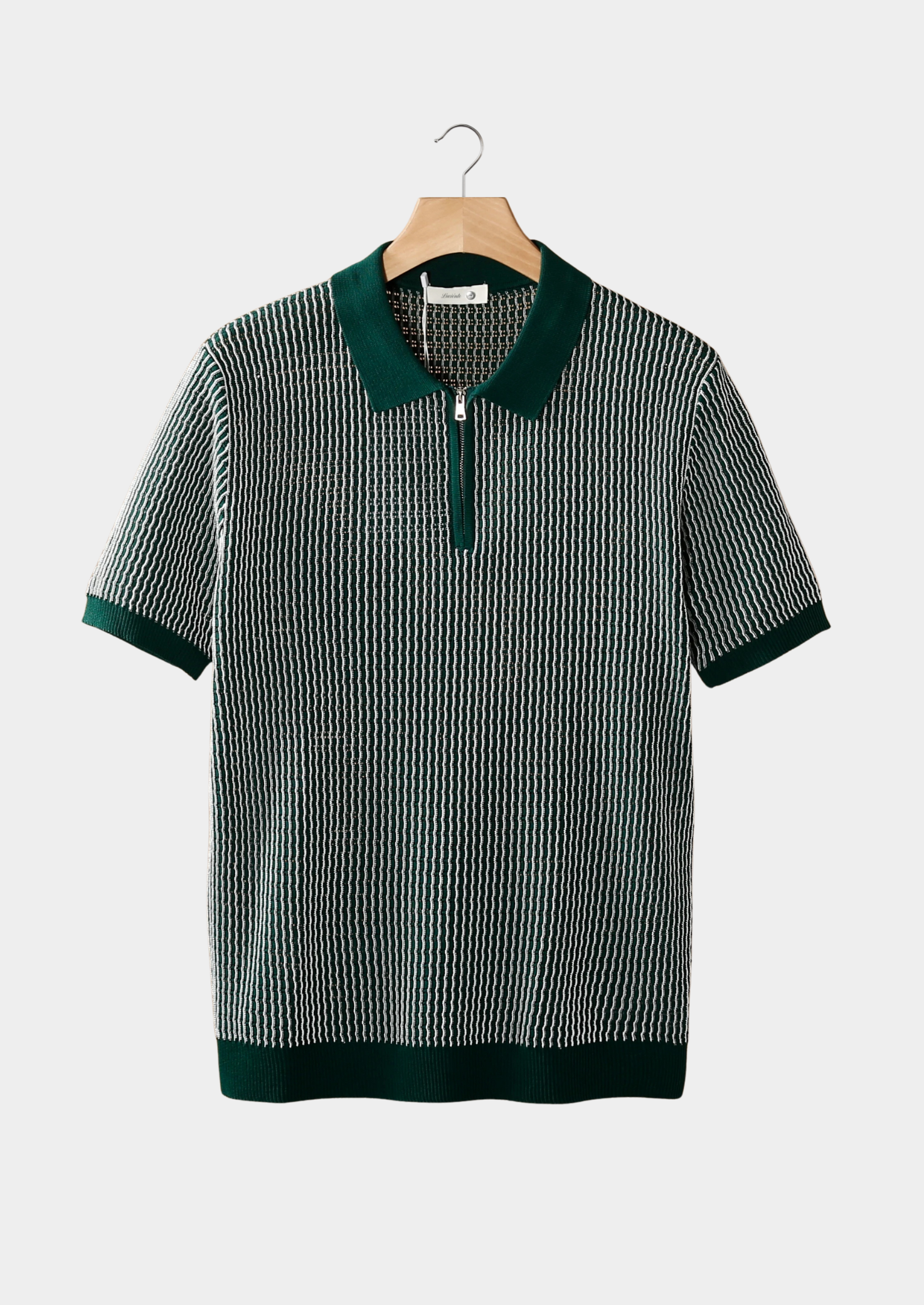 Geometric Textured Zipper Polo